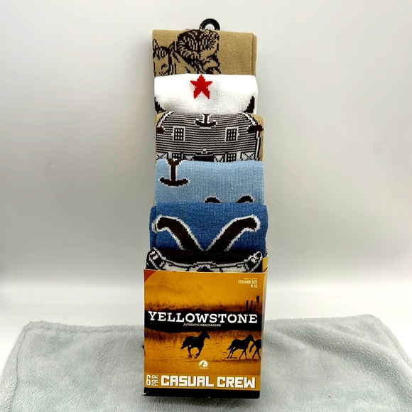 YellowStone Other - YellowStone Unisex Casual Crew Socks-6-Pairs-Fits Shoe Size 8-12